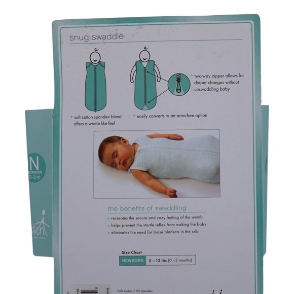 Aden Snug Swaddles Newborn 0-3 Months (5-12 lbs) White with Stars - Picture 2 of 4